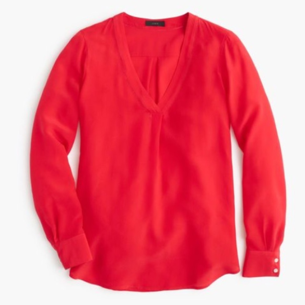 J. Crew Silk Drapey V-neck Blouse